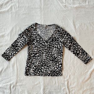Long-Sleeved Animal Print Top